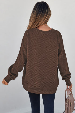 Jacquard Sweatshirt with Pockets - Brown