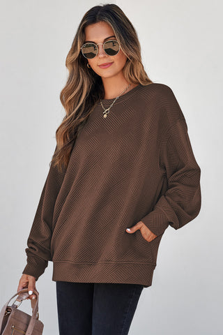 Jacquard Sweatshirt with Pockets - Brown