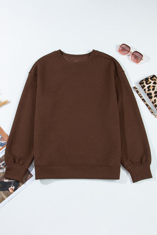 Jacquard Sweatshirt with Pockets - Brown