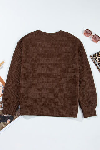 Jacquard Sweatshirt with Pockets - Brown