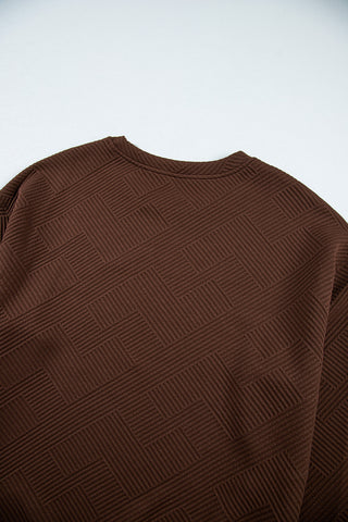 Jacquard Sweatshirt with Pockets - Brown