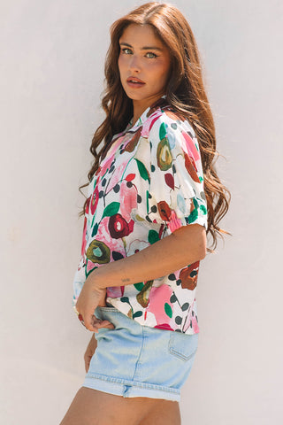 Whimsical Poppy Print Top