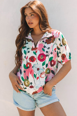 Whimsical Poppy Print Top
