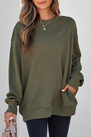 Jacquard Sweatshirt with Pockets - Green