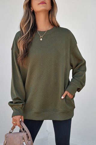 Jacquard Sweatshirt with Pockets - Green
