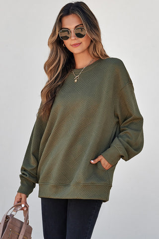 Jacquard Sweatshirt with Pockets - Green