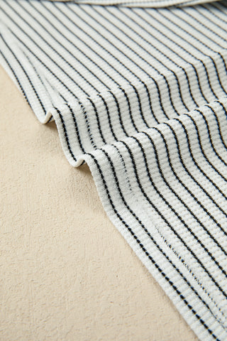 Ruffle Sleeve Striped Top - Black and White