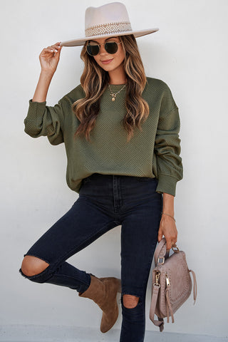 Jacquard Sweatshirt with Pockets - Green