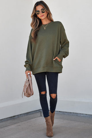 Jacquard Sweatshirt with Pockets - Green