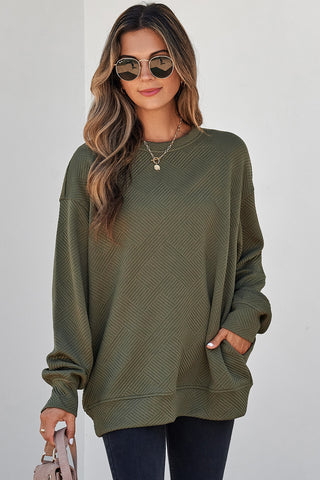 Jacquard Sweatshirt with Pockets - Green