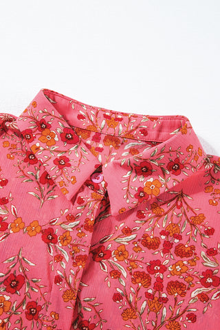 Vintage Pattern Floral Blouse - Pink