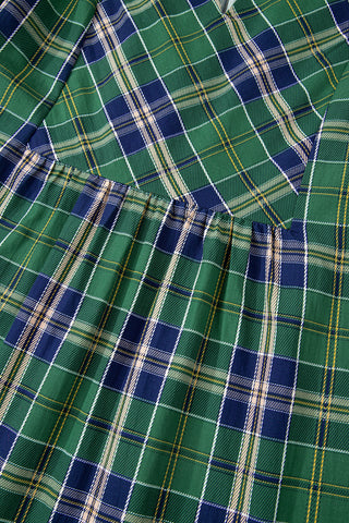 Flouncy Plaid Dress - Green