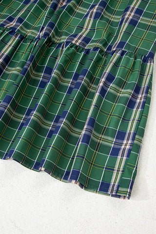 Flouncy Plaid Dress - Green
