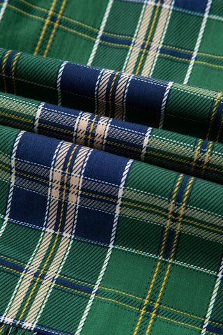 Flouncy Plaid Dress - Green