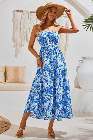 Versatile Floral Maxi Dress - Blue