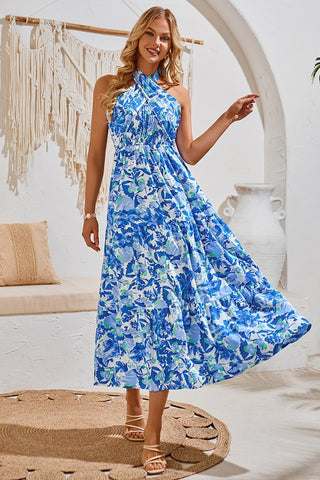 Versatile Floral Maxi Dress - Blue