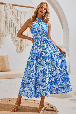 Versatile Floral Maxi Dress - Blue