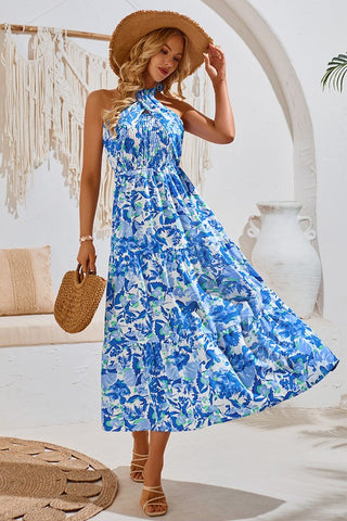 Versatile Floral Maxi Dress - Blue