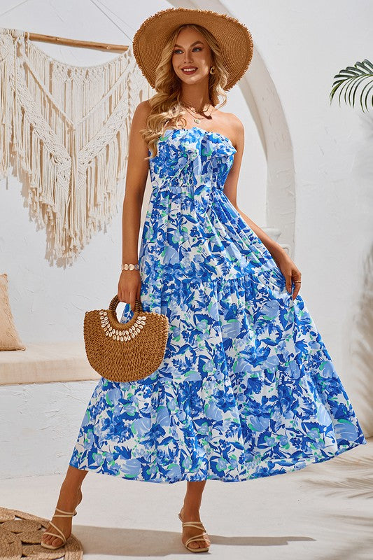 Versatile Floral Maxi Dress - Blue | Blue Chic Boutique Versatile Floral Maxi Dress - Blue | Blue Chic Boutique