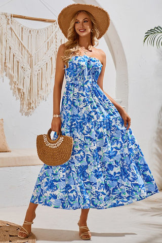 Versatile Floral Maxi Dress - Blue