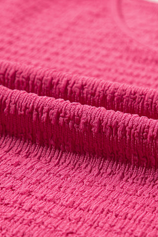 Textured V-Neck Top - Pink