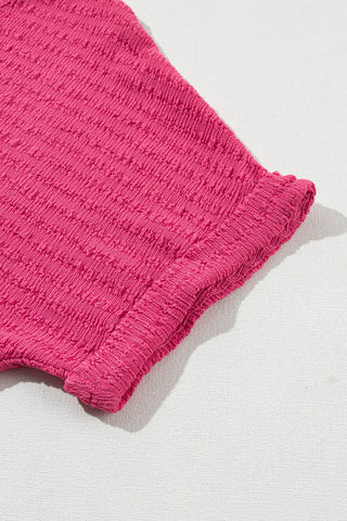 Textured V-Neck Top - Pink