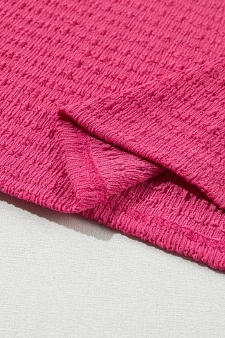 Textured V-Neck Top - Pink