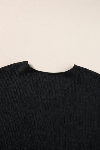 Textured V-Neck Top - Black