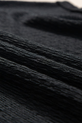 Textured V-Neck Top - Black