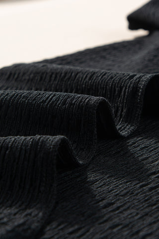Textured V-Neck Top - Black
