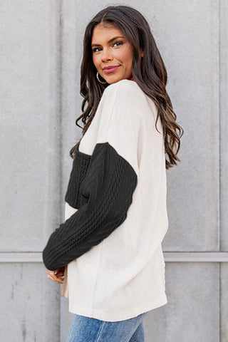 Colorblock Fall Sweater - Black and Beige