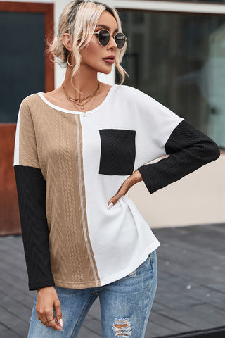 Colorblock Fall Sweater - Black and Beige