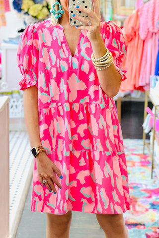 Leopard Shift Dress - Pink
