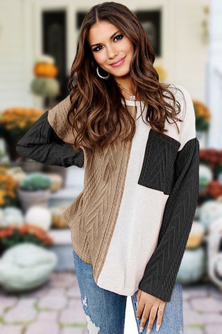 Colorblock Fall Sweater - Black and Beige