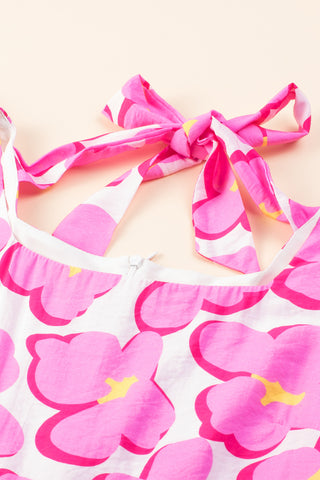 Retro Floral Empire Waist Dress - Pink