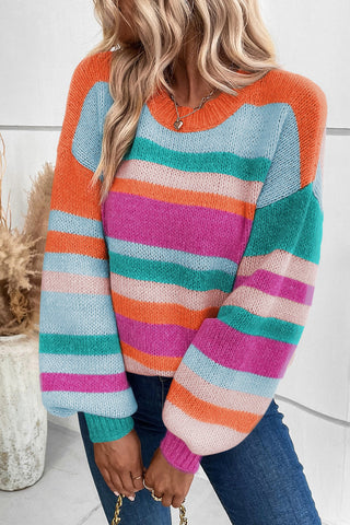 Rainbow Puff Sleeve Sweater