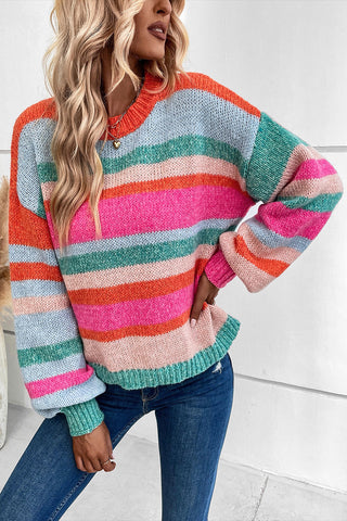 Rainbow Puff Sleeve Sweater