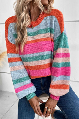 Rainbow Puff Sleeve Sweater