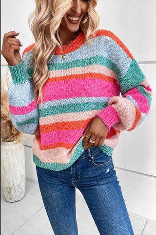 Rainbow Puff Sleeve Sweater