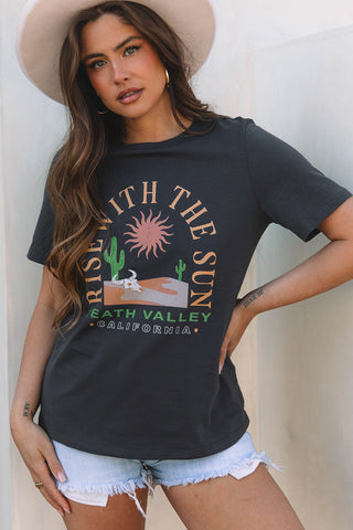 Rise with the Sun Tee - Charcoal Gray