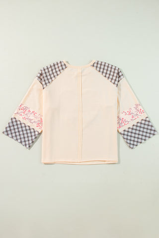 Patchwork Raglan Sleeved Sweatshirt - Butter