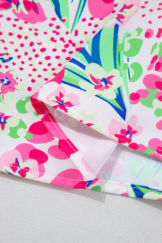 Floral Pop Of Color Ruffle Sleeve Top