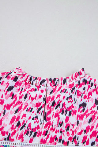 Floral Pop Of Color Ruffle Sleeve Top