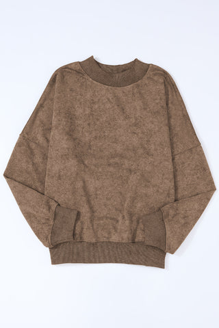 Mock Neck Sweatshirt - Brown