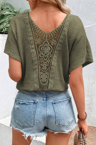 Crochet Back Top - Olive