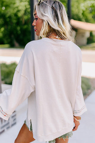 Patchwork Raglan Sleeve Peace Sign Top