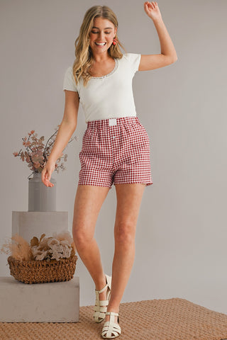 Gingham Shorts - Red