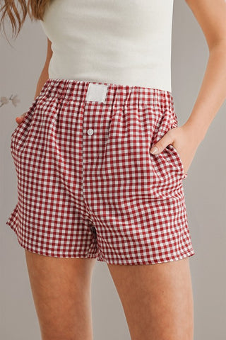 Gingham Shorts - Red