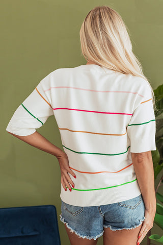 Half Sleeve Summer Sweater - White