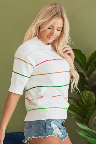 Half Sleeve Summer Sweater - White
